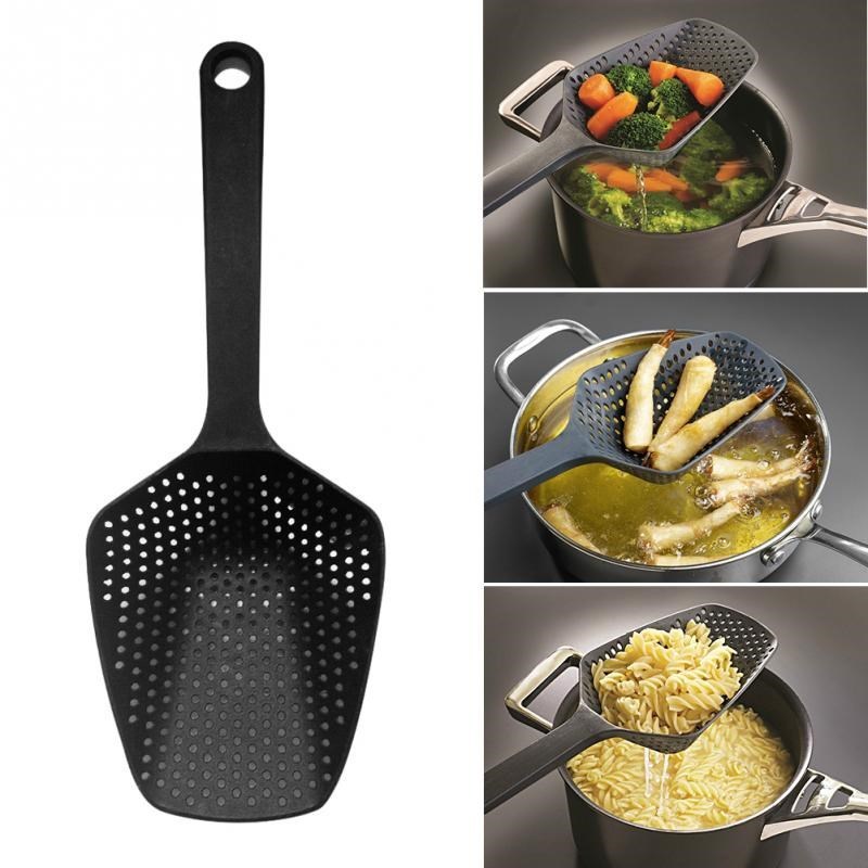 a collage of different images of a ladle and a pot of soup