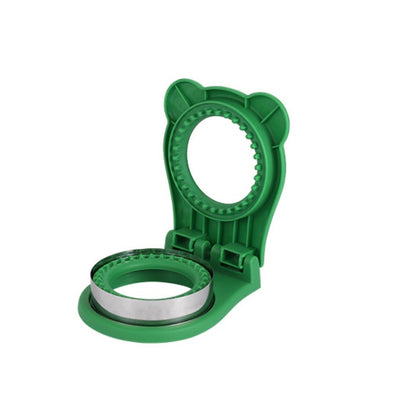 a green plastic ring with a round ring inside