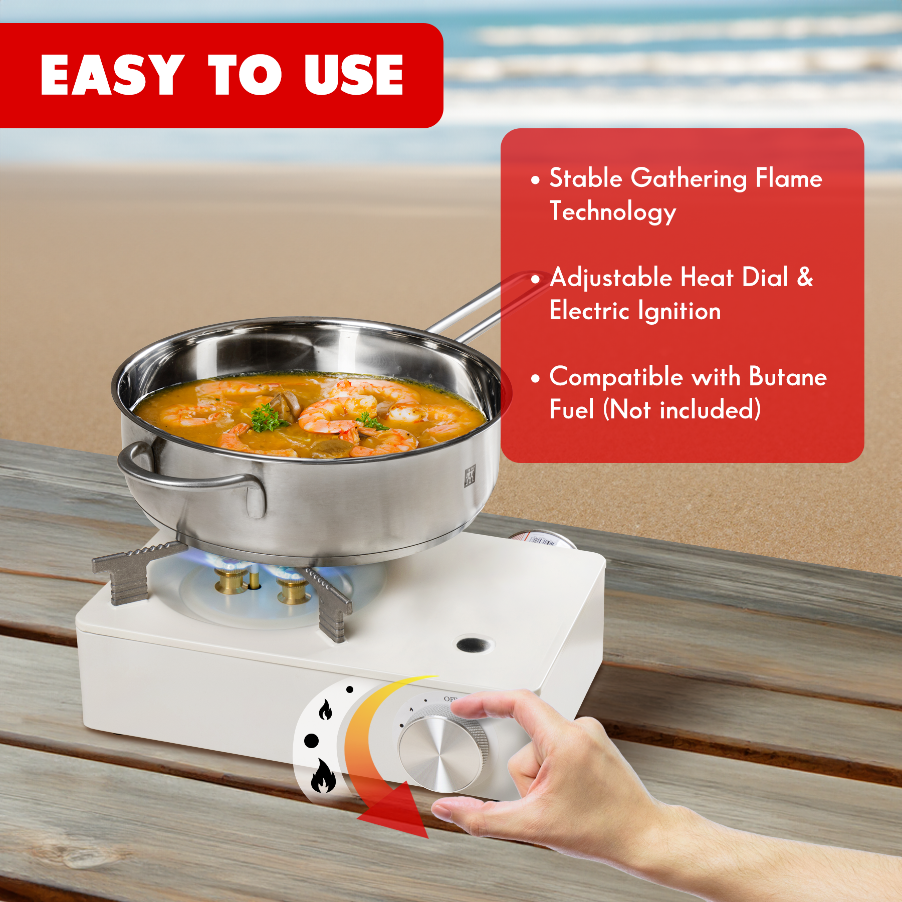 2-burner Gas Stove With Piezo Ignition - Camping Gas Stove