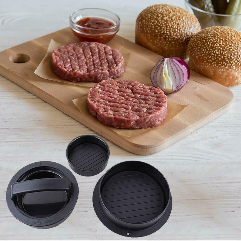 burger burgers on a cutting board with text: 'OPEN'